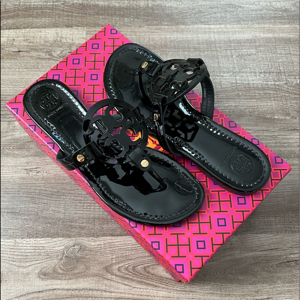 Tory Burch Miller Patent Leather Thong Sandals
